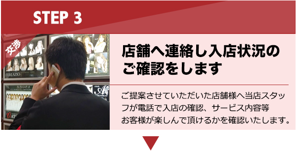 店舗へ連絡し入店状況のご確認
